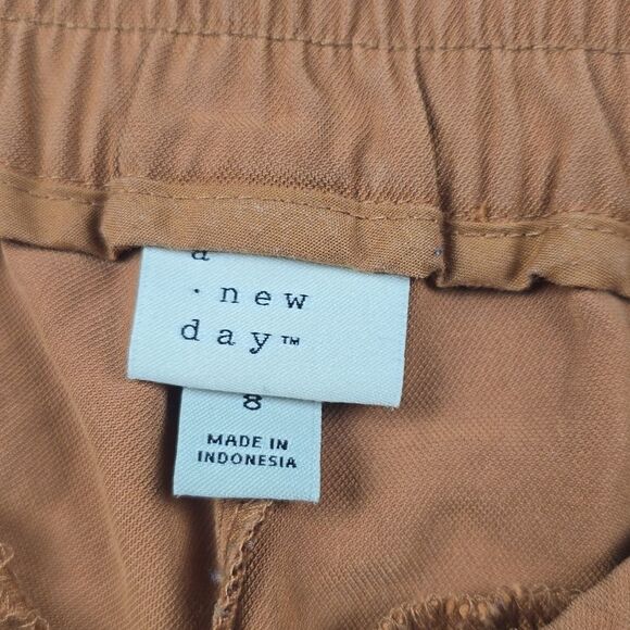 A New Day -1313 High-Rise Slim Straight Leg Pintuck Ankle Pants Orange Rust 8 - Picture 3 of 11